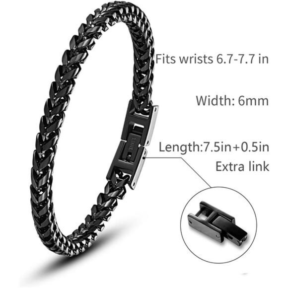 Mens Stainless Steel Bracelet Franco Chain Link Fold Over Clasp Jewelry Gift - Picture 2 of 7